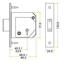 BS 5 Lever Deadlock - 80mm c/w Esc  - Chubb Retro Fit 3G114