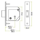 BS 5 Lever Deadlock - 80mm c/w Esc  - Chubb Retro Fit 3G114