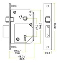 British Standard 5 Lever Roller Sashlock - 80mm - Chubb Retr