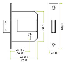 British Standard 5 Lever Deadlock - 64mm - KA 25
