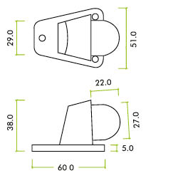 Door Stop Floor Mounted 3 Point Fix 60 x 51mm SS