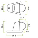 Door Stop Floor Mounted 3 Point Fix 60 x 51mm SS