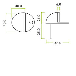 Door Stop - Floor Mounted - Oval - Tube 50mm Dia.