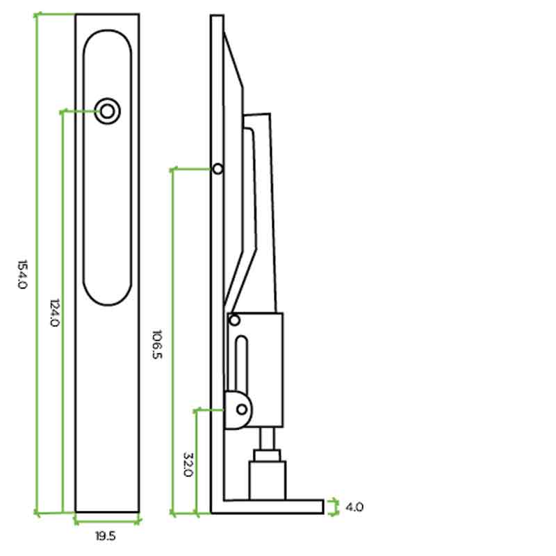 Lever Action Flush Bolt - 20 x 150mm SS