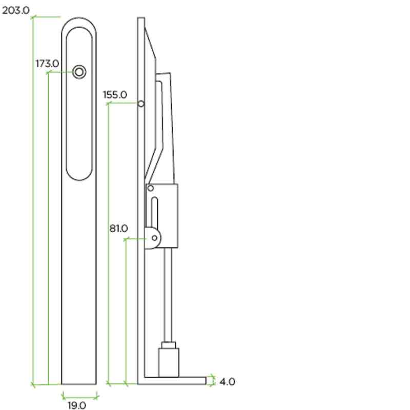 Lever Action Flush Bolt - 20 x 203mm SS