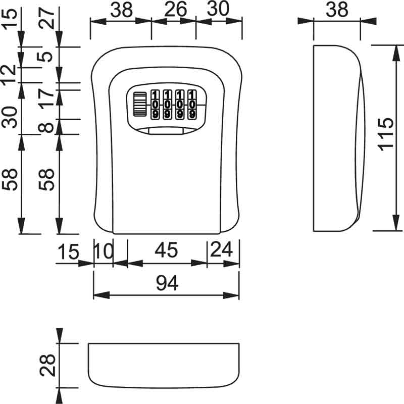 Arrone 4 Wheel Combination Key Safe