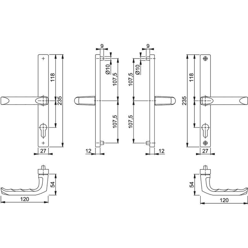 PZ68 Fullex HOPPE 240mm Backplate 215 Ctr No Snib
