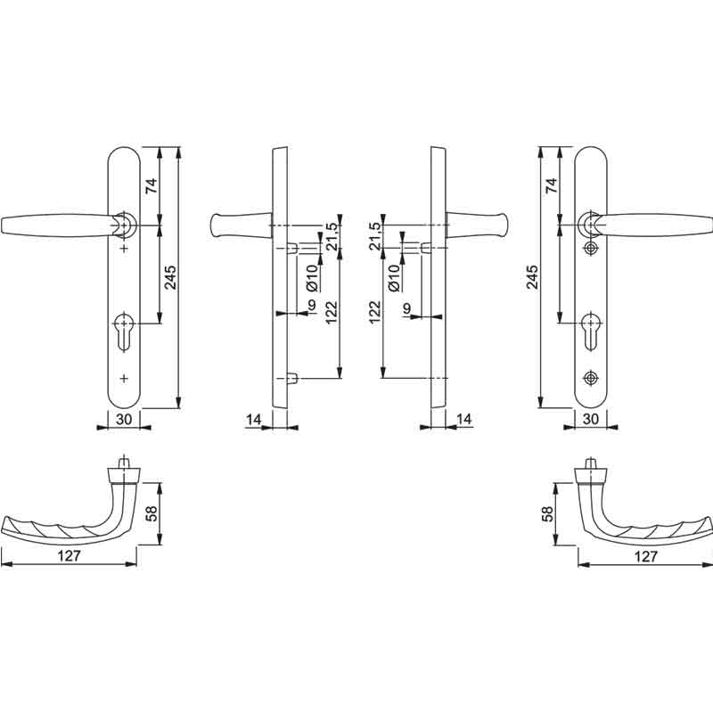PZ92 Hoppe Atlanta Long Backplate 220mm 122 c/c