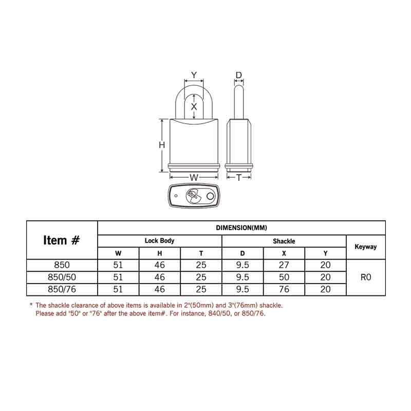 Federal Padlock 850 CA6CK Stainless Steel 51mm