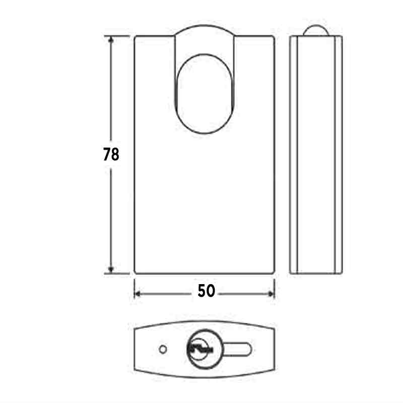 Federal Padlock HS50P CA6CK Solid Brass 50mm