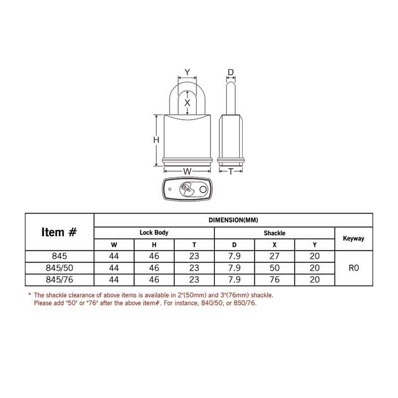 Federal Padlock 845 CA6CK Stainless Steel 44mm
