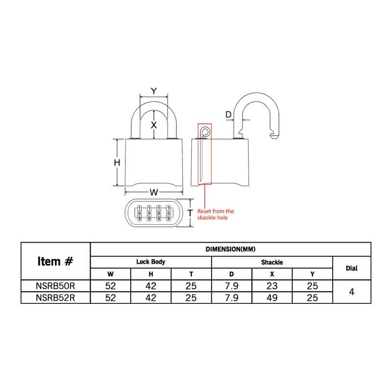 Federal Padlock Brass Combination Lock 52mm