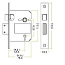 British Standard 5 Lever Sashlock - 64mm