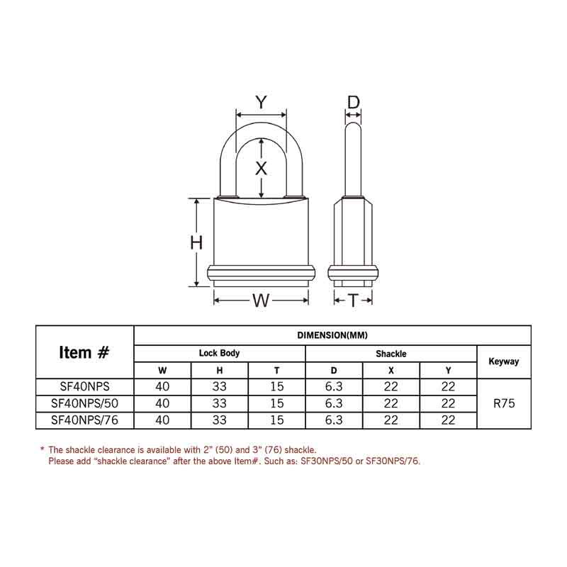 Federal Padlock F40NPS Satin Nickel plated Padlock 40mm