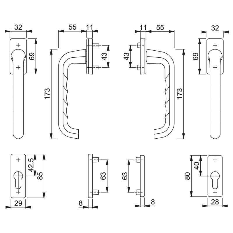Hoppe Patio Tilt & Slide Handle set Int & Ext 58-70mm