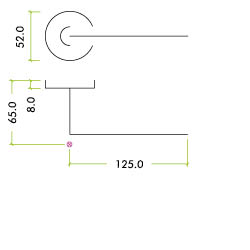 Curved Lever - Push on Rose 19mm Dia. SS