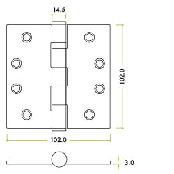 Ball Bearing Hinge 102 x 102 x 3mm - 201