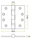 Ball Bearing Hinge 102 x 102 x 3mm - 201