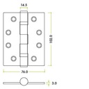 Ball Bearing Hinge 102 x 76mm- Steel