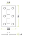 Ball Bearing Hinge 76 x 50 x 2mm / 3x2" Stainless