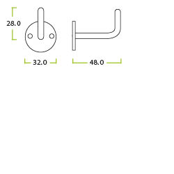 Circular Single Robe Hook 33mm Dia. SS