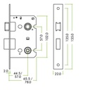 Bathroom Lock - 3" 57mm c/c 57mm Bkst