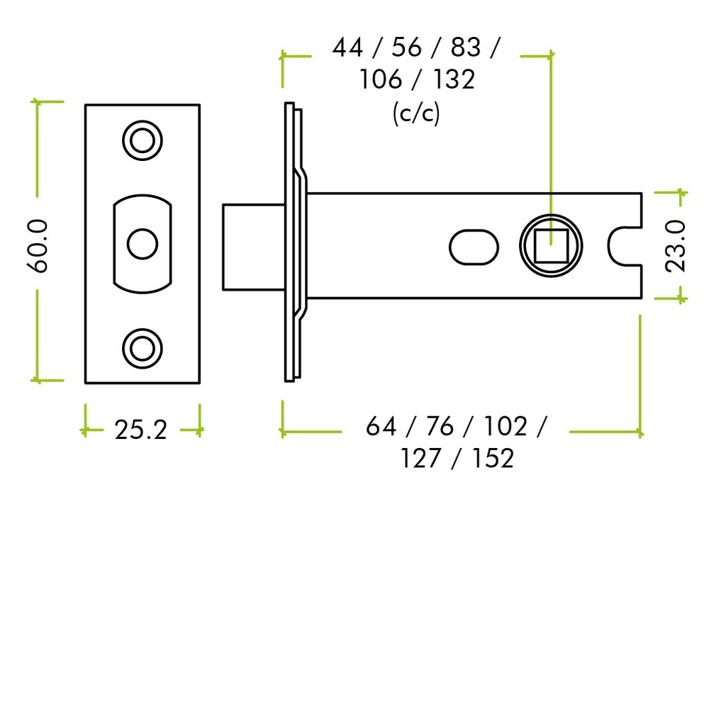 Heavy Duty Tubular Deadbolt  152mm - c/w SSS forends