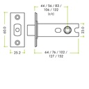 Heavy Duty Tubular Deadbolt  152mm - c/w SSS forends