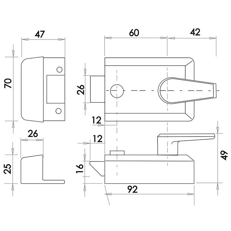 Standard Nightlatch 60mm