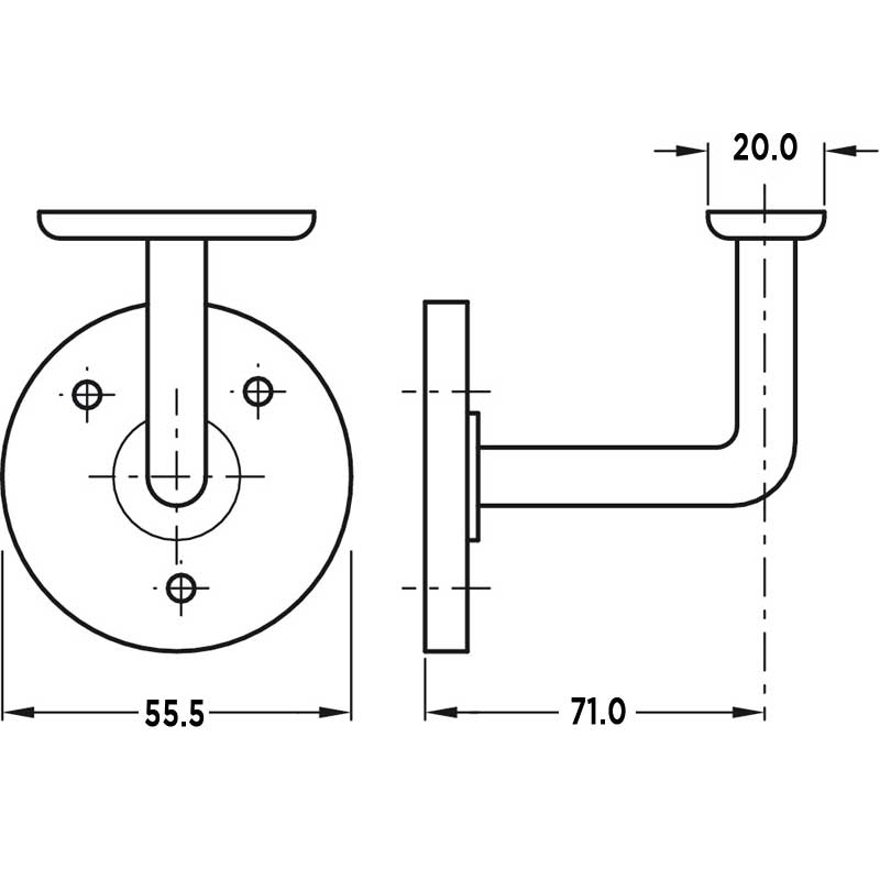 Handrail Bracket (Heavyweight) - 2.5" 64mm