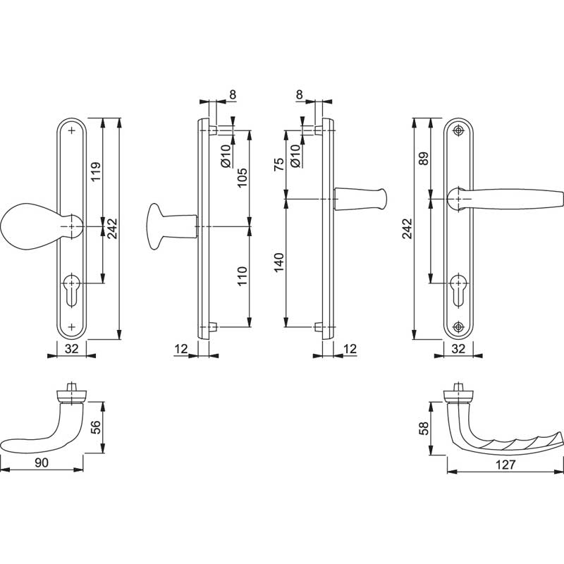 PZ92/62 Hoppe Atlanta 240mm 215cc Lever/Pad Offset