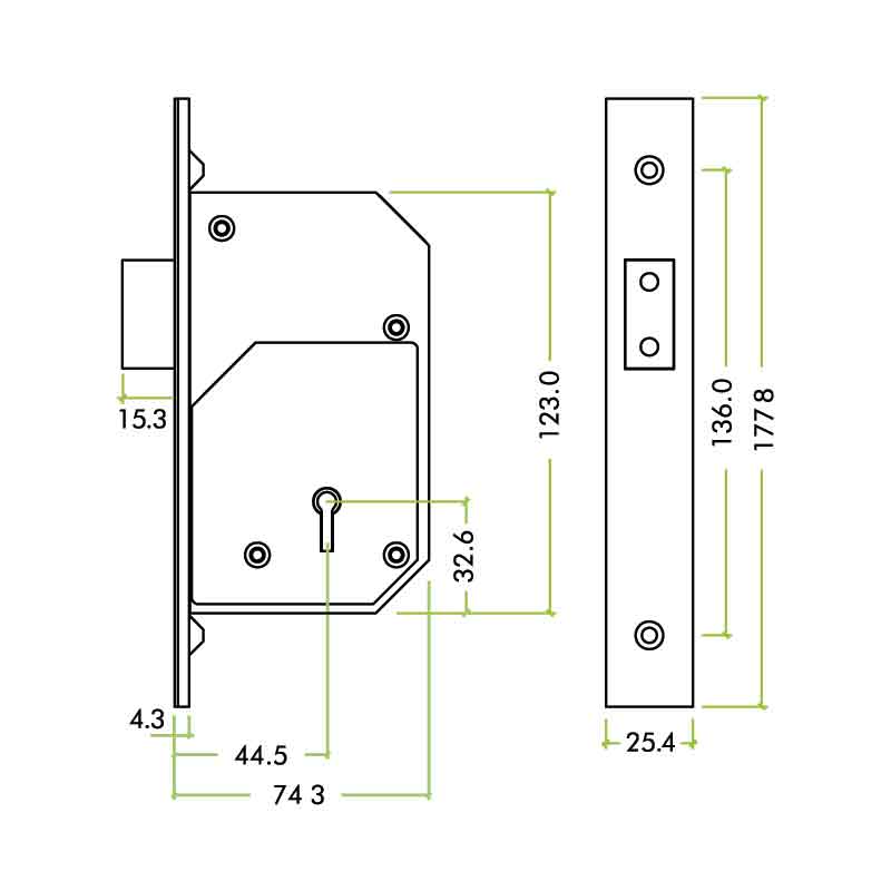 5 Lever Deadlock - 73mm c/w Esc - Chubb Retro Fit 3G110