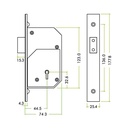 5 Lever Deadlock - 73mm c/w Esc - Chubb Retro Fit 3G110