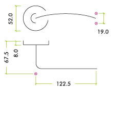 Arched Lever - Push on Rose 19mm Dia. SS