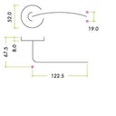Arched Lever - Push on Rose 19mm Dia. SS