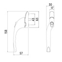 UPVC Window Handle - 40mm LH Cranked Espag