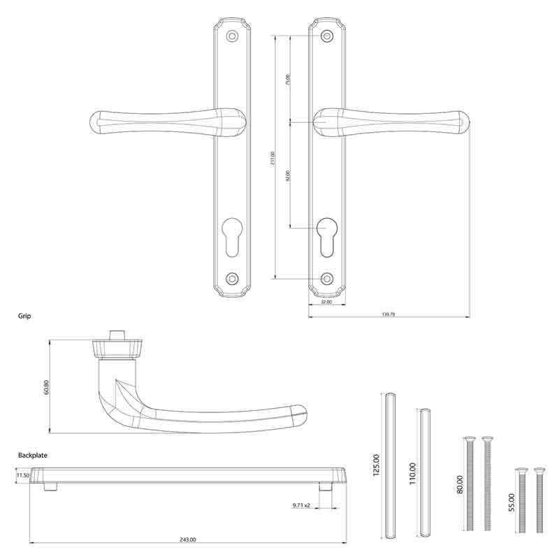 PZ92 Traditional Heritage Sprung Inline Lever Handle