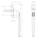 UPVC Window Handle - 40mm Pin Inline Espag