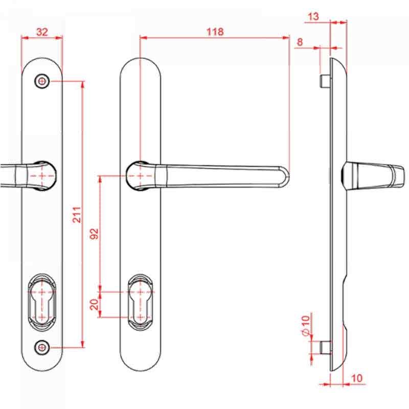 PZ92 Sweet Handle 211mm Long