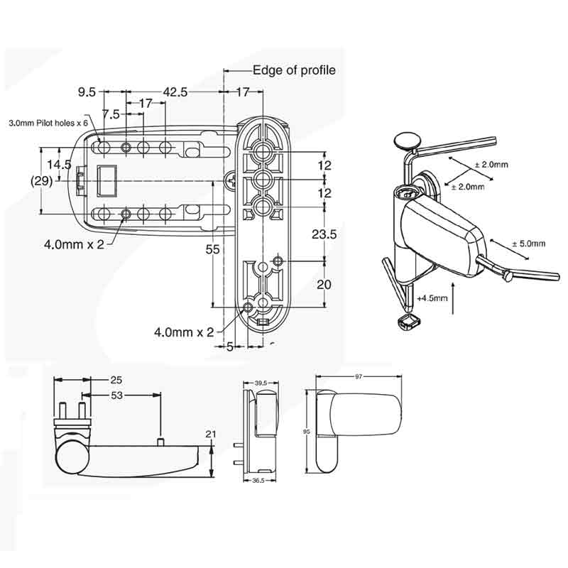 Avocet Flag Hinge 100mm White