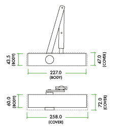 Size 2-5 Door Closer c/w Back Check & Delayed Action