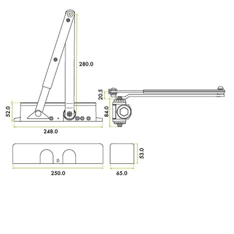 Size 2-4 Door Closer c/w Back Check & Delayed Action