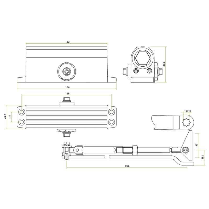 Size 3 Fixed Power Door Closer