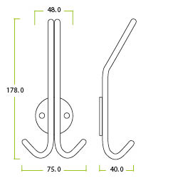 Double Hat & Coat Hook 48mm Dia. SS