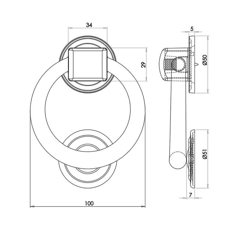 Door Knocker Bull Ring 100mm Dia