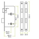 Din - Bathroom - 78mm c/c - 55mm Bkst SS Radius