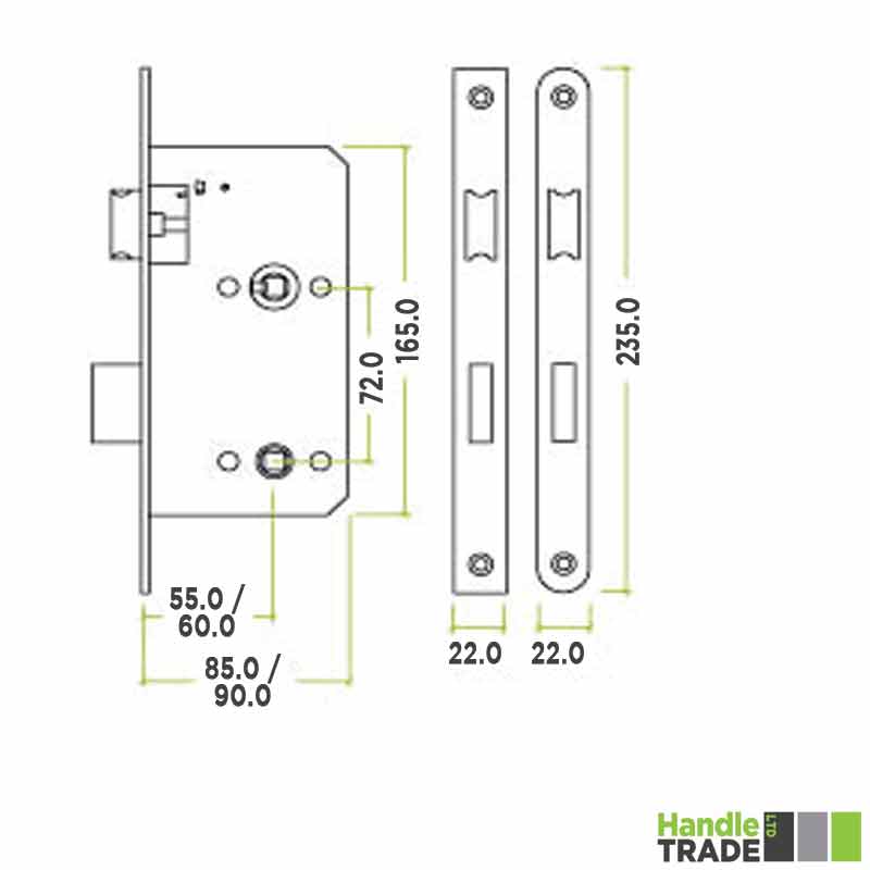 Din - Bathroom - 78mm c/c 55mm Bkst SS