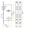 Din - Escape Lock - 72mm c/c - 60mm Bkst Radius SS
