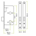 Din - Euro Dead Lock - 55mm Bkst Radius SS