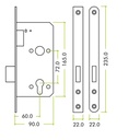 Din - Euro Single Throw Dead Lock 60mm Bkst SS